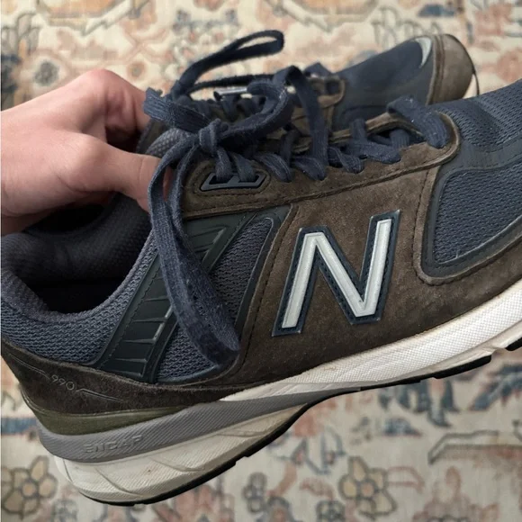 New Balance 990v5 Womens 8.5 8 1/2 B Sneaker Blue USA Made Mesh Suede Dad Shoes - Picture 5 of 6